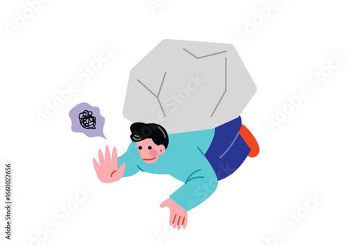 重圧に押しつぶされそうな男性