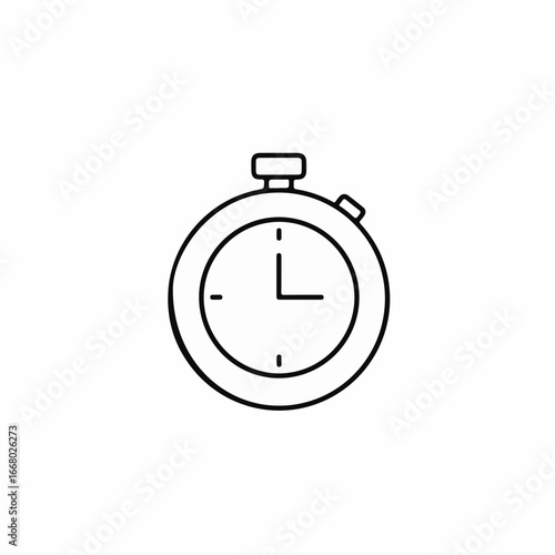 Classic stopwatch on white background for timing purposes. Stopwatch for measurement of time, useful in various activities requiring precise timing.