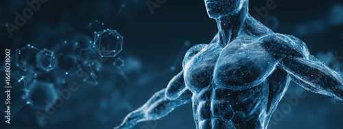 Medical and scientific concept of growth hormone and body development