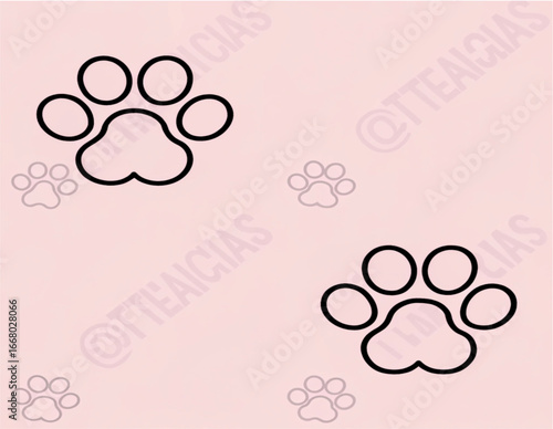 Dog paw print seamless pattern, puppy paw illustration, clean vector animal track icons