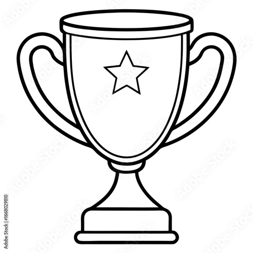 Golden Trophy Outline Vector Art