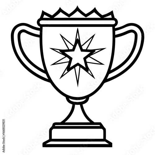 Golden Trophy Outline Vector Art
