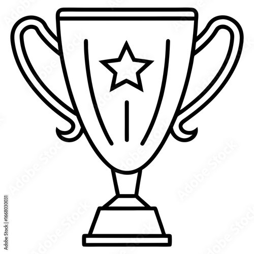 Golden Trophy Outline Vector Art