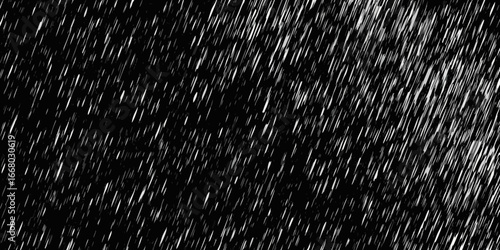 Monochromatic Rainstorm White Streaks on Black Background Depicting Heavy Rainfall