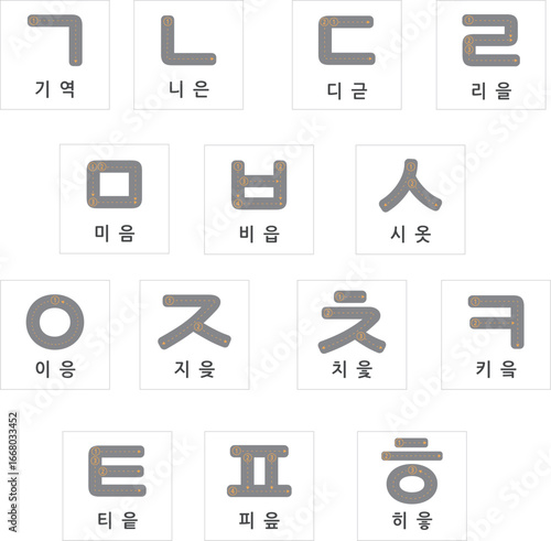 Korean Consonant Writing Practice Card Set 1