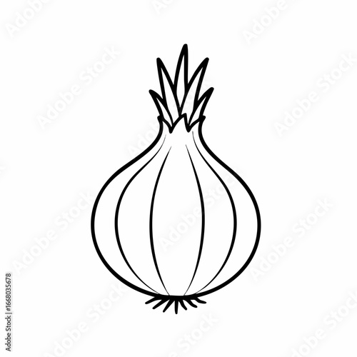 Stylized Onion Illustration with Bold Outline and Spiky Top