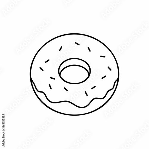 Simple Black and White Donut with Sprinkles and Icing Outline