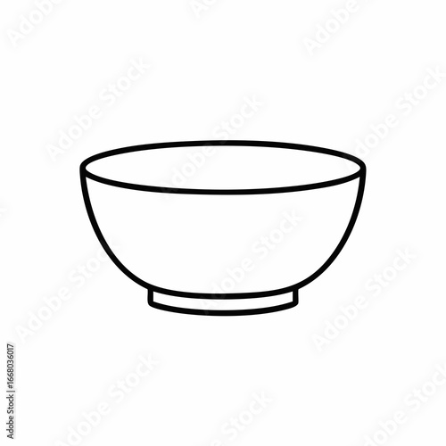 Minimalist Outline of a Simple Round Bowl with a Small Pedestal Base