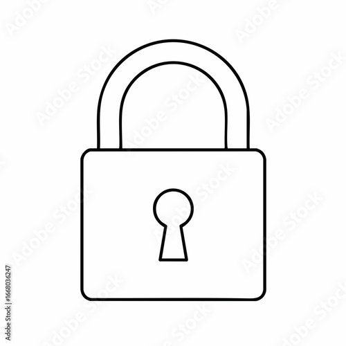 Simple Black Outline of a Padlock with Keyhole, Security Concept