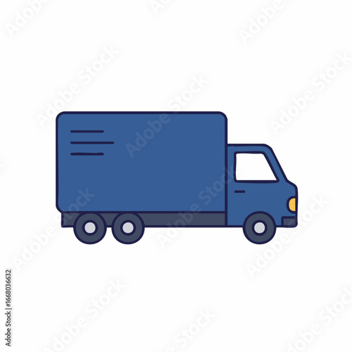Simple Blue Delivery Truck with Cargo Box and Side Details