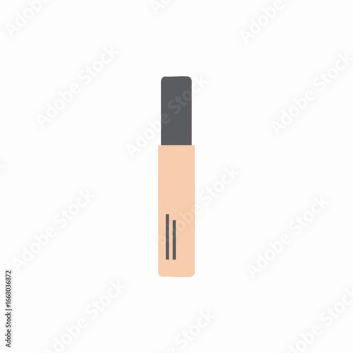 Minimalist illustration of a beige concealer tube with a dark gray applicator