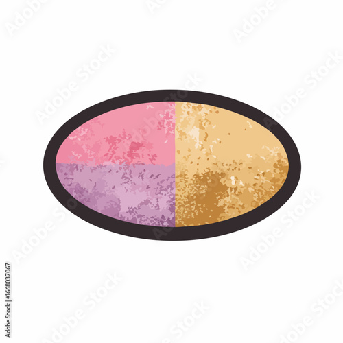 Oval Makeup Palette with Varied Colors and Textured Appearance