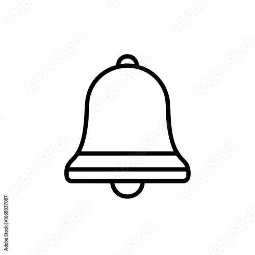 Simple Black Outline Drawing of a Bell with Clapper and Ringer