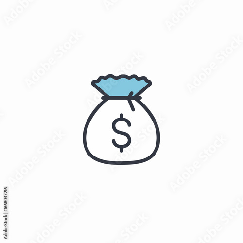 Simple Vector Illustration of a Money Bag with Dollar Sign.