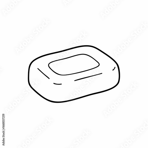 Hand-Drawn Rectangular Soap Dish with Soap Outline, Minimalist Style