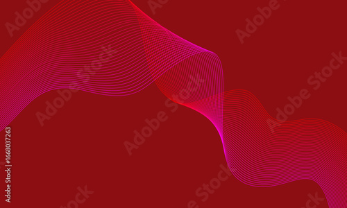 Modern wavy lines flowing red and pink gradient on red background