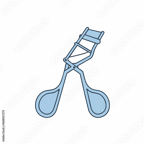 Light Blue Eyelash Curler with Rounded Handles and Metallic Frame