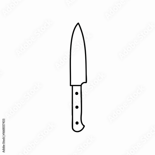 Stylized Kitchen Knife Outline with Three Rivets on the Handle
