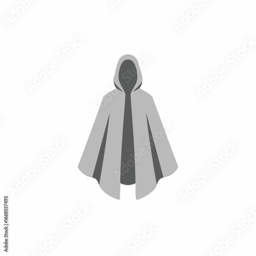 Gray Hooded Cloak: Minimalist Fashion Illustration