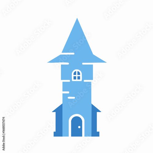 Blue House Shaped Like an Upward Arrow, Symbolic Design
