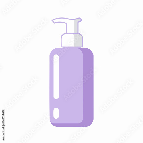 Lavender-hued rectangular bottle with a pump dispenser for lotion or soap