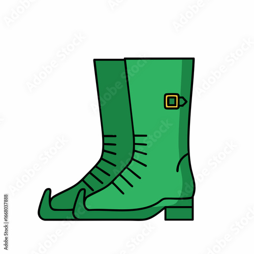 Cartoonish Green Leprechaun Boots with Buckle and Pointed Toes