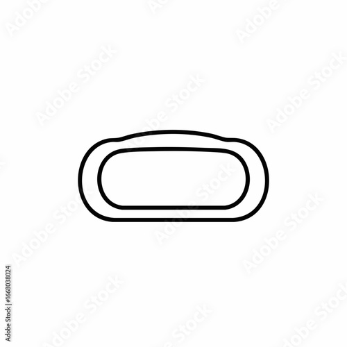 Minimalist Black Outline of a Racetrack with Rounded Rectangular Shape