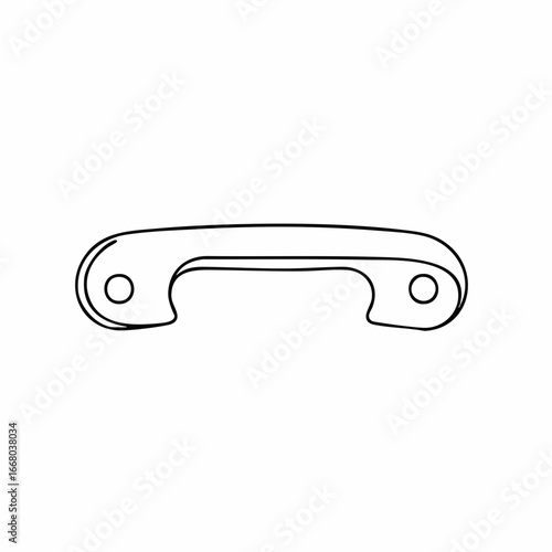 Minimalist line art of a sleek, modern drawer pull with rounded edges and mounting holes