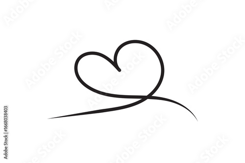 Heart lines. Continuous line drawing of two hearts on transparent background. One line drawing heart. Hand drawn banner for valentine's day. Vector illustrator