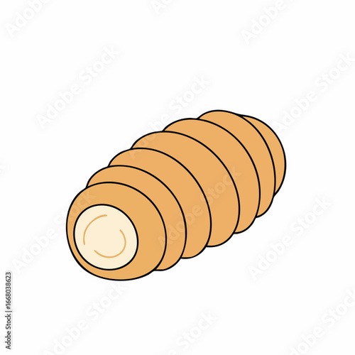 Delicious, Cream-Filled Cannoli Pastry with Detailed, Artistic Illustration
