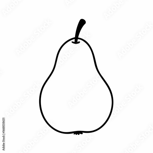 Simple pear outline with a short stem and a small blossom end detail