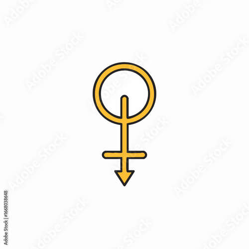 Bold Yellow Female Gender Symbol Icon Illustration