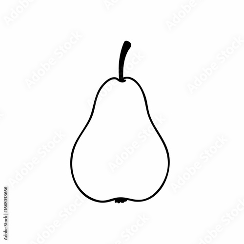 Minimalist pear outline with a curved stem and subtle bottom detail