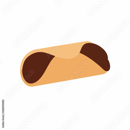Simple Illustration of a Chocolate-Filled Pastry