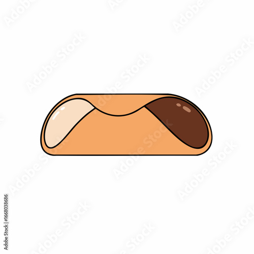 Cartoon Cannoli with Cream and Chocolate Filling, Simple Design
