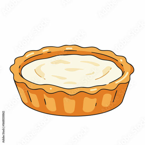 Cartoon style custard pie with wavy crust and creamy filling