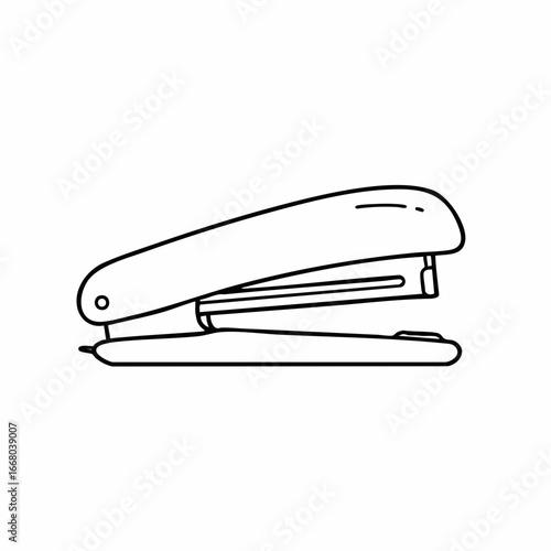 Minimalist Line Art: A Classic Office Stapler Illustration with Clean Design