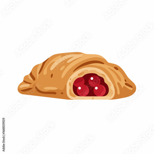 Golden Croissant with Visible Cherry Filling