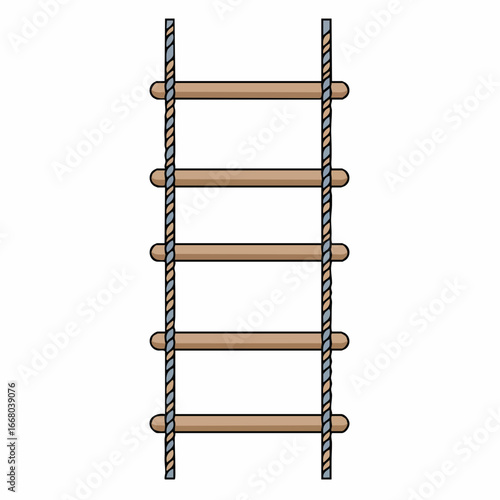 Simple Wooden Ladder with Twisted Rope Sides