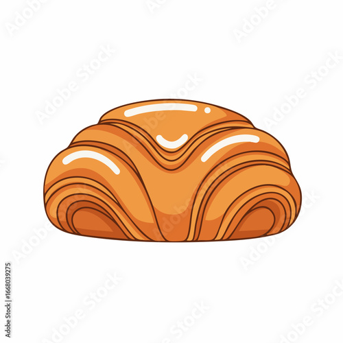 Golden Brown Croissant Pastry Illustration, Detailed Layers