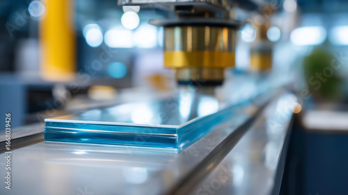 An advanced glass coating facility applies a thin film layer to a large window panel. The process, occurring in a vacuum chamber, creates energy-efficient glass for modern building