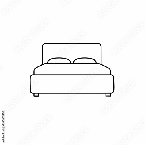 Simple Line Art Illustration of a Comfortable Double Bed