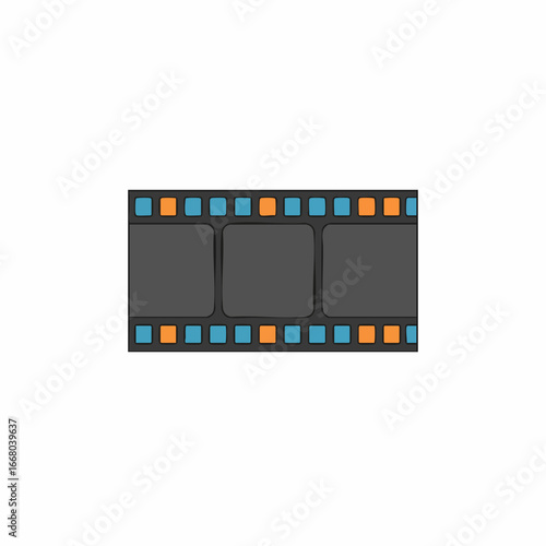 Cartoon Film Strip with Orange and Blue Colored Perforations