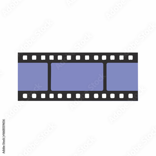 Simple Film Strip with Three Frames, Flat Design, Isolated on Transparent Background