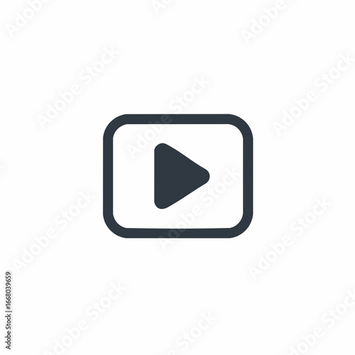 Simple Play Button Icon with Rounded Frame and Dark Color