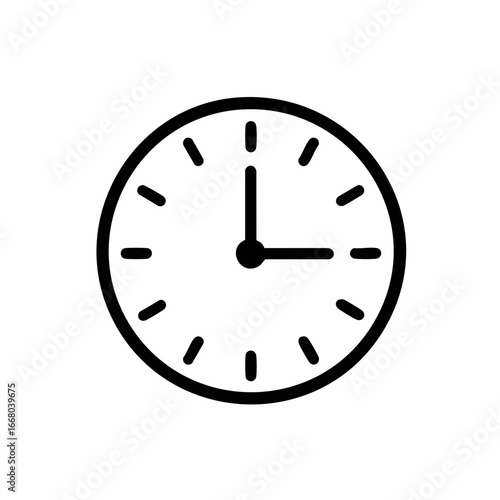 Simple Clock Icon Showing Three O'Clock with Minute and Hour Hands