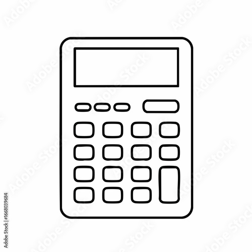 Simple Black Outline of a Calculator for Mathematical Calculations.