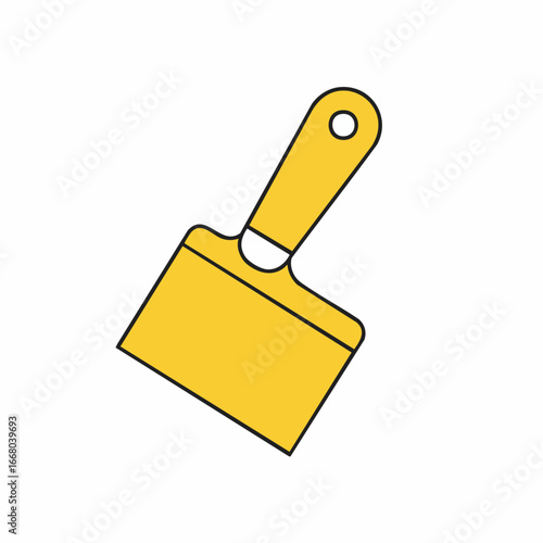 Simple Yellow Putty Knife with Black Outline and Hole Detail