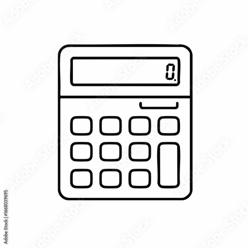 Simple Black Line Art Calculator Displaying Zero Digit