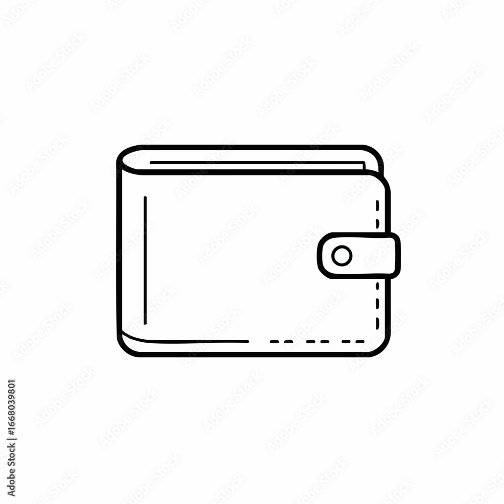 Fototapeta premium Simple Line Drawing of a Closed Leather Wallet